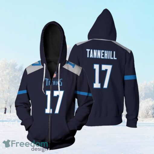 Tennessee Titans Ryan Tannehill #17 Nfl America Football Team Logo New Game Navy 2019 3D Designed Allover Gift For Titans Fans Zip Hoodie 3D All Over Print Product Photo 1