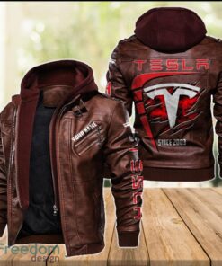 Tesla 2D Leather Jacket For Men Custom Name Special Gift Ideas Product Photo 2