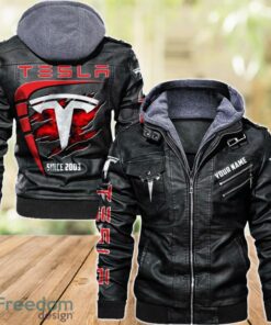 Tesla 2D Leather Jacket For Men Custom Name Special Gift Ideas Product Photo 1