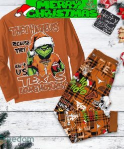 Texas Longhorns Grinch Hate Us Christmas Fleece Pajamas Set Christmas For Family Texas Longhorns Grinch Hate Us Christmas Fleece Pajamas Set Christmas For Family