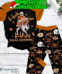 Texas Longhorns Hook ‘Em Horns Fleece Pajamas Set For Women Gift Christmas - Texas Longhorns Hook ‘Em Horns Fleece Pajamas Set-2