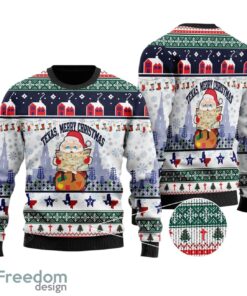 Texas Merry Christmas Jesus Santa Claus All Over Print Christmas Sweater