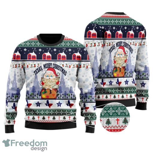 Texas Merry Christmas Jesus Santa Claus All Over Print Christmas Sweater Product Photo 1