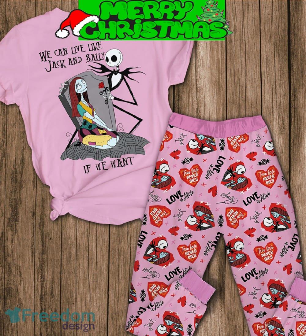 The Nightmare Before Christmas Jack Sally Valentine Fleece Pajamas Set Men Women For Fans image The Nightmare Before Christmas Jack Sally Valentine Fleece Pajamas Set Men Women For Fans - The Nightmare Before Christmas Jack Sally Valentine Fleece Pajamas Set-1