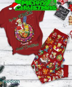 The Simpsons Ho Ho Homer Have A Donut Christmas Fleece Pajamas Set Full Print Christmas For Women