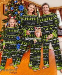Thumpstar Motorcycle Logo Pattern Ugly Christmas Pajamas Set Men Women Children