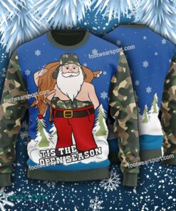 Tis The Season Funny Hunting Santa Knitted Xmas Sweater