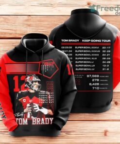 Tom Brady 12 Tampa Bay Buccaneers Keep Going Tour All Over Print 3D Hoodie Black Red