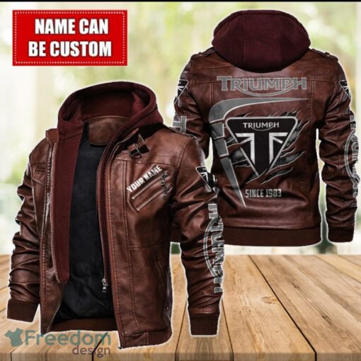 Triumph 2D Leather Jacket For Men Custom Name Special Gift Ideas Product Photo 2