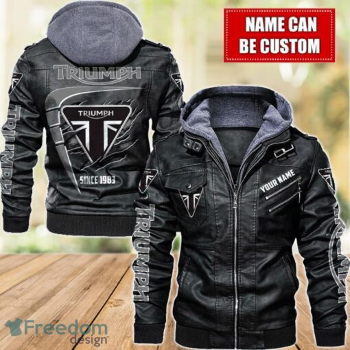 Triumph 2D Leather Jacket For Men Custom Name Special Gift Ideas Product Photo 1