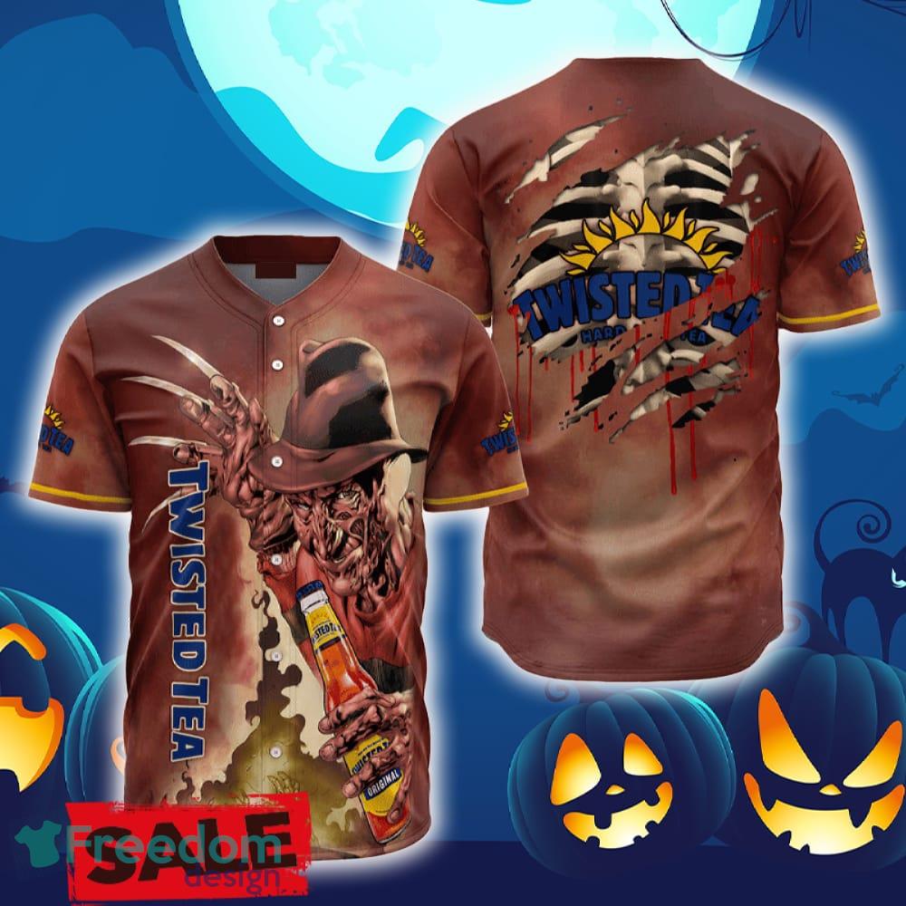 Twisted Tea Halloween Freddy Krueger Baseball Jersey Shirt New All Over Print image Twisted Tea Halloween Freddy Krueger Baseball Jersey Shirt New All Over Print - Twisted Tea Halloween Freddy Krueger Baseball Jersey Shirt New All Over Print