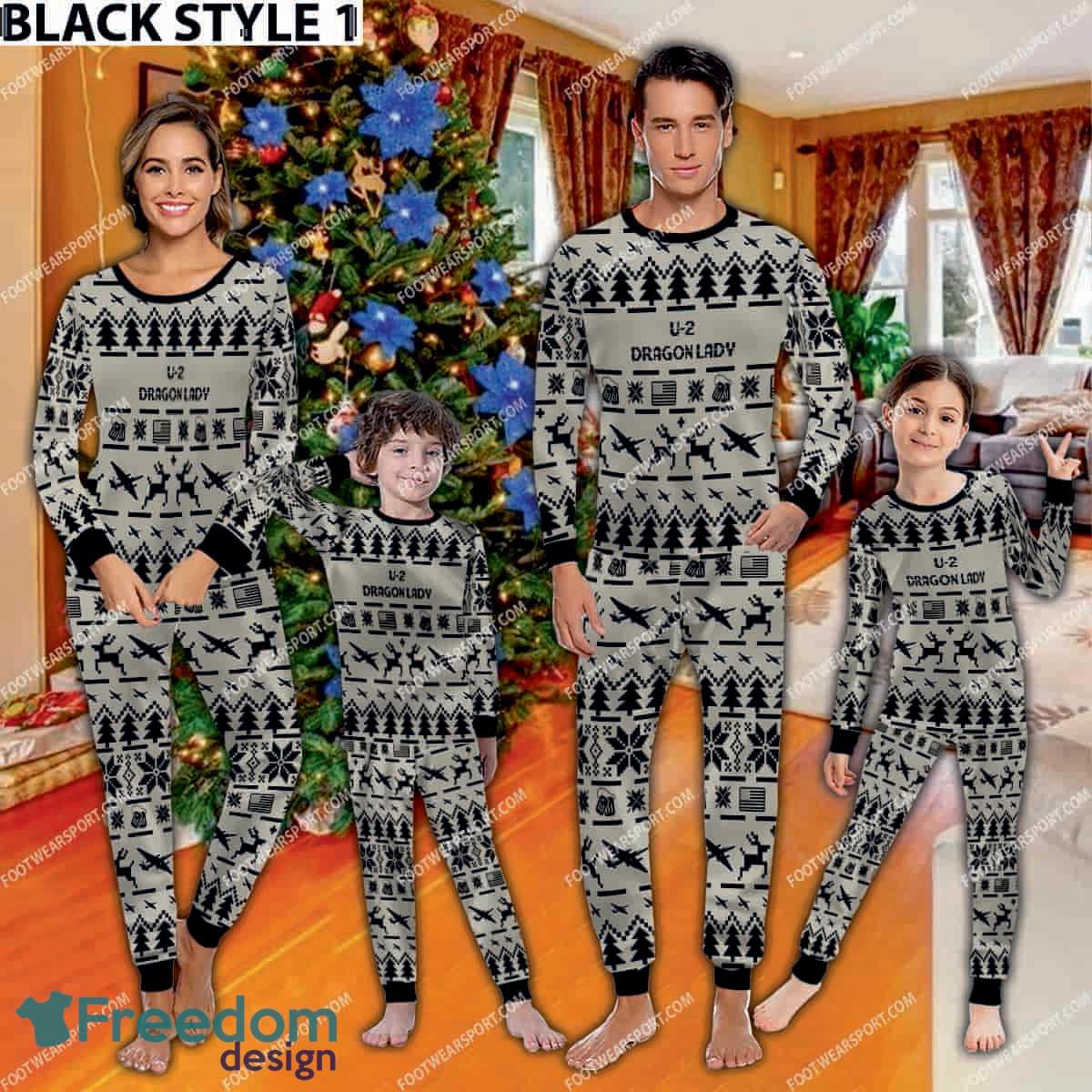 U 2 Dragon Lady U2 Aircraft Ugly Christmas Pajamas Set Family Gift For Family image U-2 Dragon Lady U2 Aircraft Ugly Christmas Pajamas Set Family Gift For Family - U-2 Dragon Lady U2 Aircraft Pajamas Set Family Photo Black
