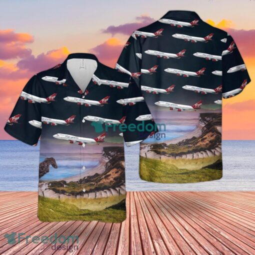 UK Airlines Virgin Atlantic Boeing 747 Summer Hawaiian Shirt Product Photo 1