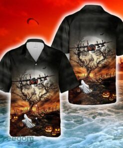 US Air Force Lockheed C-130 Hercules Halloween Hawaiian Shirt