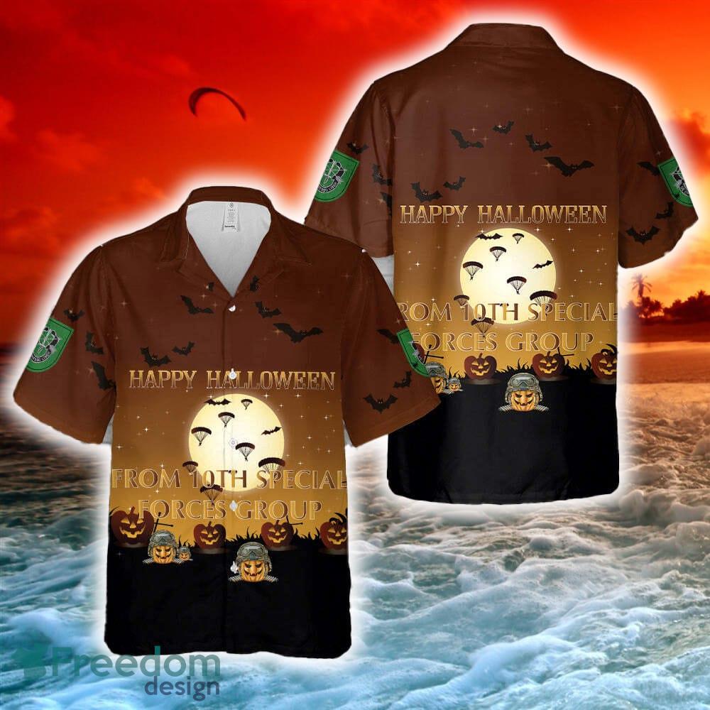 US Army 10th Special Forces Group (10th SFG) Halloween Hawaiian Shirt image US Army 10th Special Forces Group (10th SFG) Halloween Hawaiian Shirt - US Army 10th Special Forces Group (10th SFG) Halloween Hawaiian Shirt-1