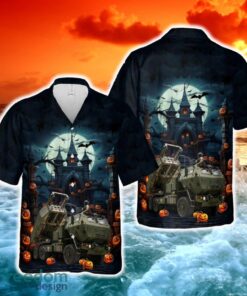 U.S. Marine Corps High Mobility Artillery Rocket System M142 HIMARS Halloween Hawaiian Shirt