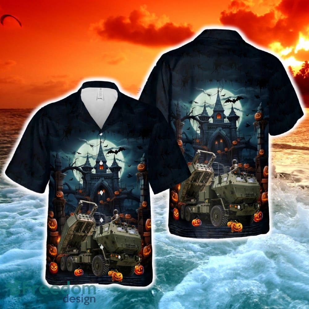 U.S. Marine Corps High Mobility Artillery Rocket System M142 HIMARS Halloween Hawaiian Shirt image U.S. Marine Corps High Mobility Artillery Rocket System M142 HIMARS Halloween Hawaiian Shirt - U.S. Marine Corps High Mobility Artillery Rocket System M142 HIMARS Halloween Hawaiian Shirt-1