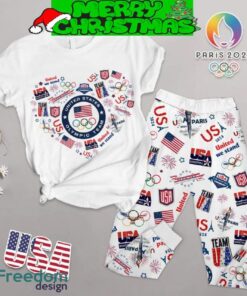 USA Olympic Paris 2024 Dream And Love Fleece Pajamas Set For Christmas
