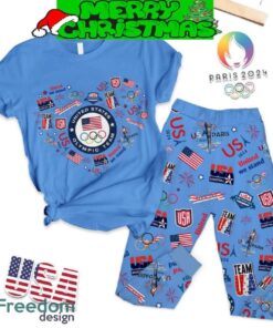 USA Olympic Paris 2024 Dream And Love Fleece Pajamas Set For Christmas image USA Olympic Paris 2024 Dream And Love Fleece Pajamas Set For Christmas - USA Olympic Paris 2024 Dream And Love Fleece Pajamas Set-4
