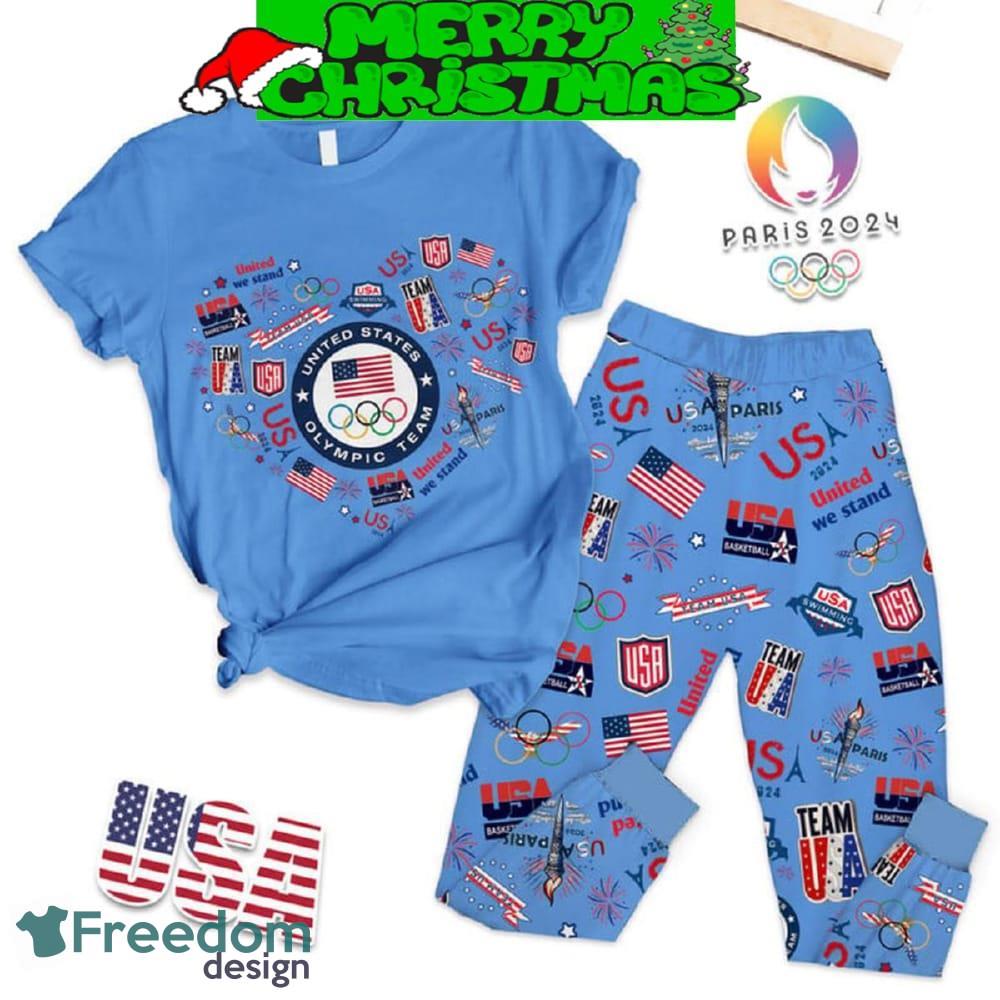 USA Olympic Paris 2024 Dream And Love Fleece Pajamas Set For Christmas image USA Olympic Paris 2024 Dream And Love Fleece Pajamas Set For Christmas - USA Olympic Paris 2024 Dream And Love Fleece Pajamas Set-4