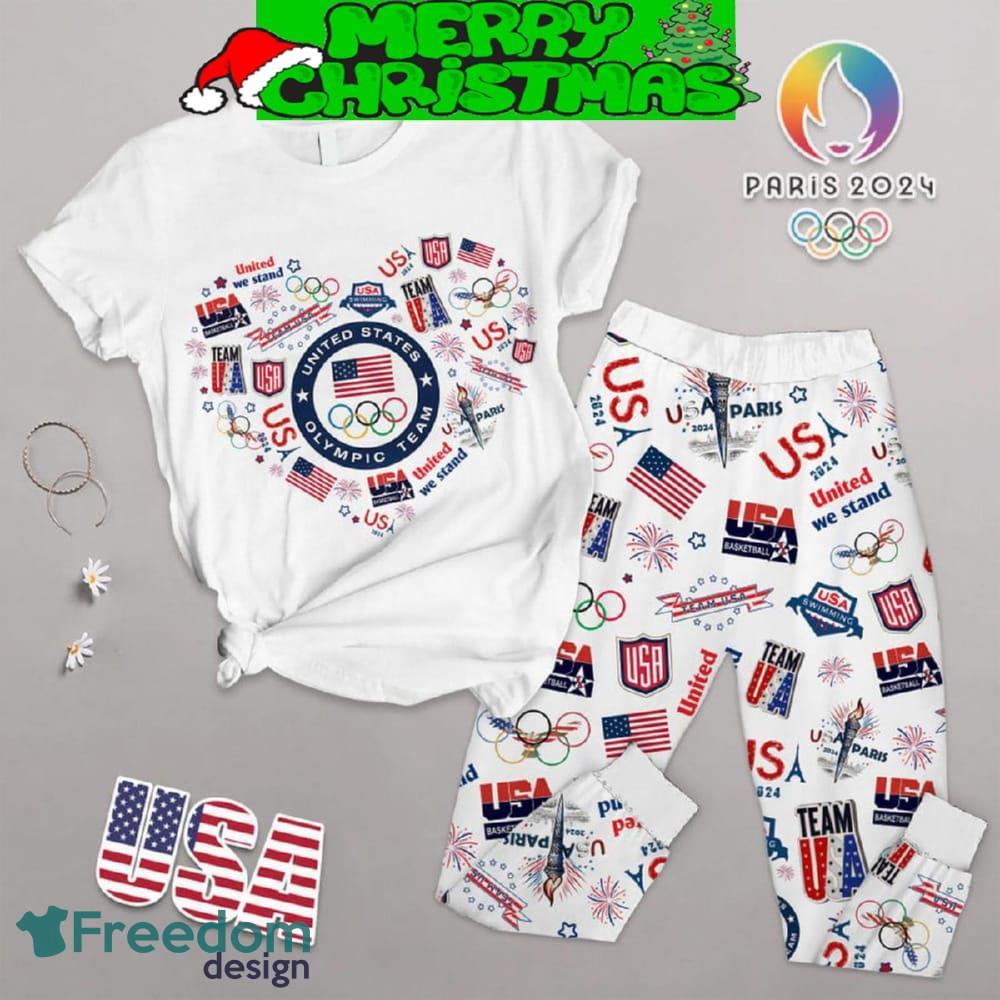 USA Olympic Paris 2024 Dream And Love Fleece Pajamas Set For Christmas image USA Olympic Paris 2024 Dream And Love Fleece Pajamas Set For Christmas - USA Olympic Paris 2024 Dream And Love Fleece Pajamas Set-1