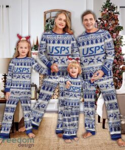 Usps Logo Pattern Family Pajamas Set Ugly Christmas