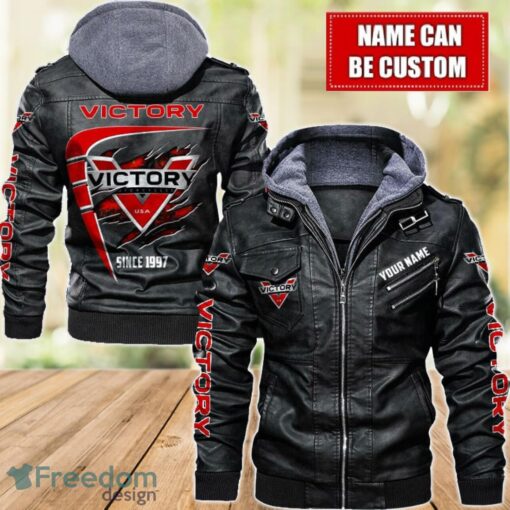 victory 2D Leather Jacket For Men Custom Name Special Gift Ideas Product Photo 1