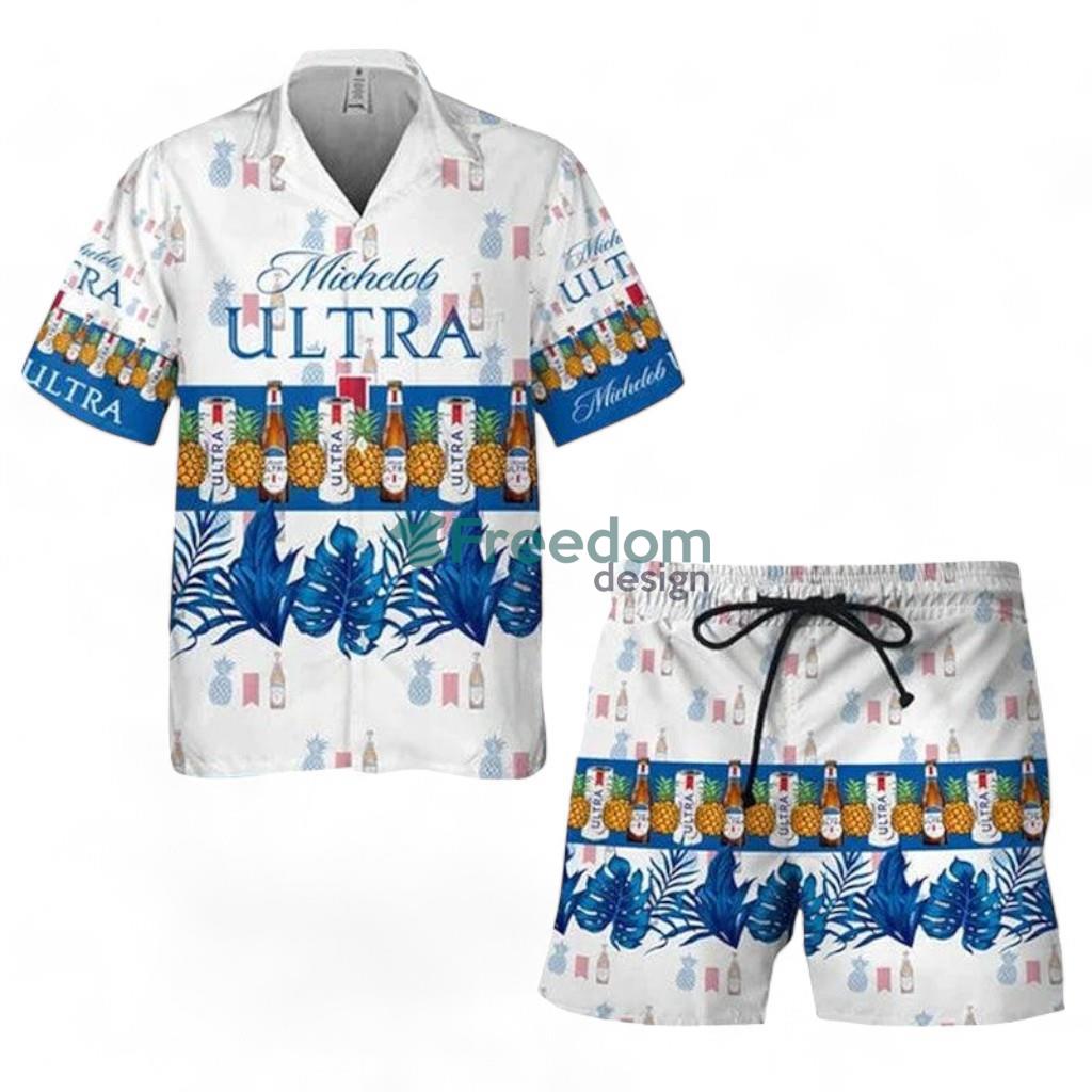 VinoVogue Tropical Pineapple Michelob ULTRA Tropical Hawaiian Shirt And Shorts Set image VinoVogue Tropical Pineapple Michelob ULTRA Tropical Hawaiian Shirt And Shorts Set Product Photo 1