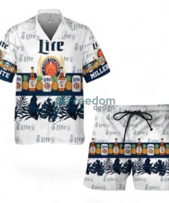 VinoVogue Tropical Pineapple Miller Lite Tropical Hawaiian Shirt And Shorts Set