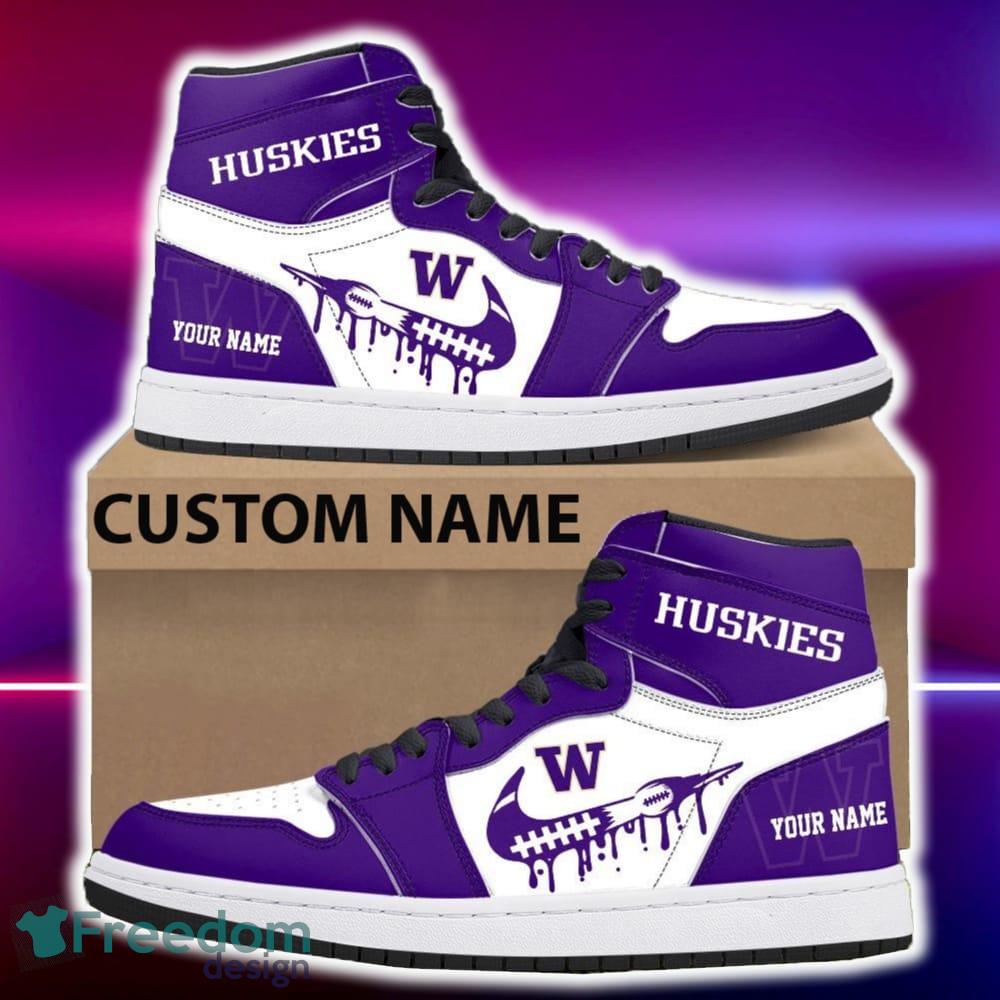 Washington Huskies Air Jordan Hightop Shoes New Custom Name For Fans Gift Sneaker image Washington Huskies Air Jordan Hightop Shoes New Custom Name For Fans Gift Sneaker - Washington Huskies Air Jordan Hightop Shoes Photo 4