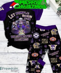 Washington Huskies let Purple Reign Again Fleece Pajamas Set All Over Print Christmas Gift