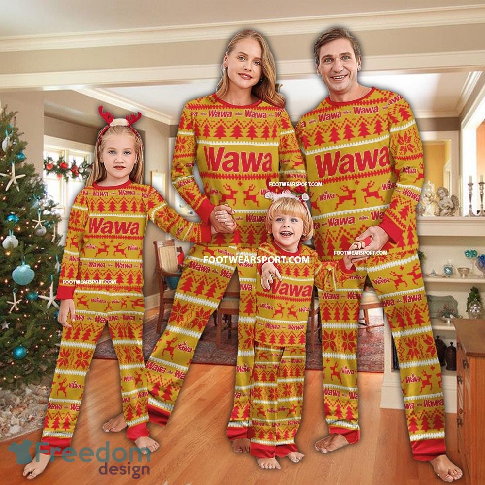 WAWA Logo Pattern Ugly Christmas Pajamas Set Family image WAWA Logo Pattern Ugly Christmas Pajamas Set Family - WAWA Logo Pattern Ugly Christmas Pajamas Set Family