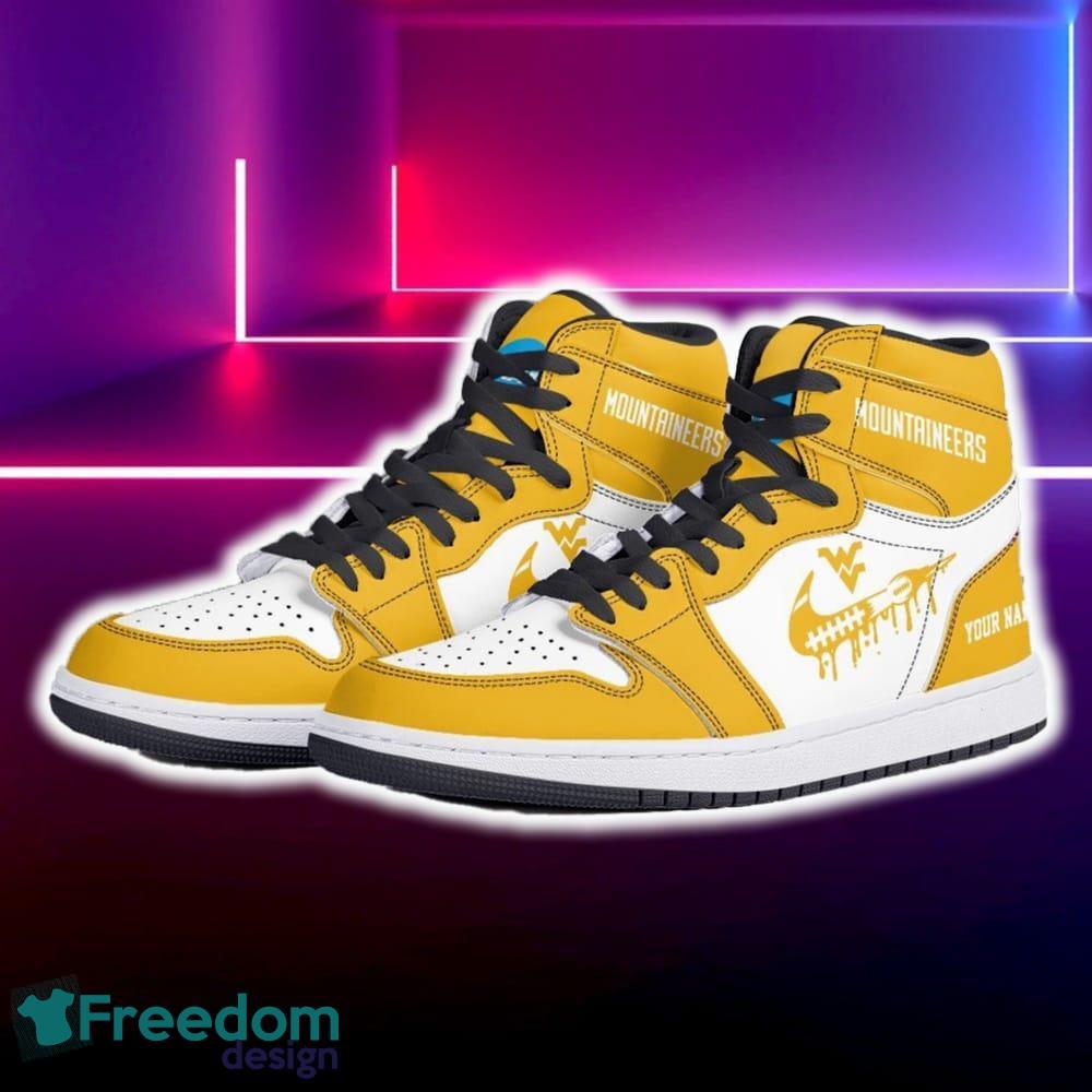 West Virginia Mountaineers Air Jordan Hightop Shoes New Custom Name For Fans Gift Sneaker image West Virginia Mountaineers Air Jordan Hightop Shoes New Custom Name For Fans Gift Sneaker - West Virginia Mountaineers Air Jordan Hightop Shoes Photo 5