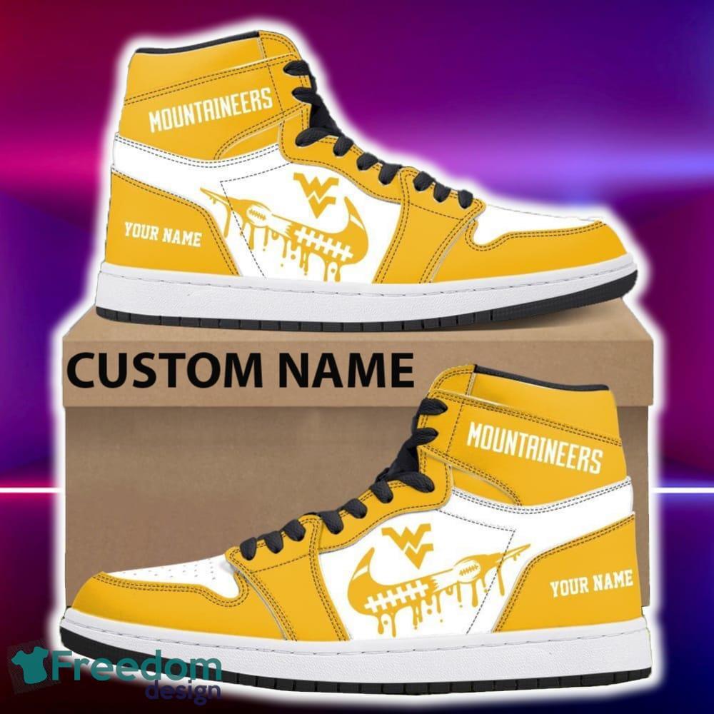 West Virginia Mountaineers Air Jordan Hightop Shoes New Custom Name For Fans Gift Sneaker image West Virginia Mountaineers Air Jordan Hightop Shoes New Custom Name For Fans Gift Sneaker - West Virginia Mountaineers Air Jordan Hightop Shoes Photo 4