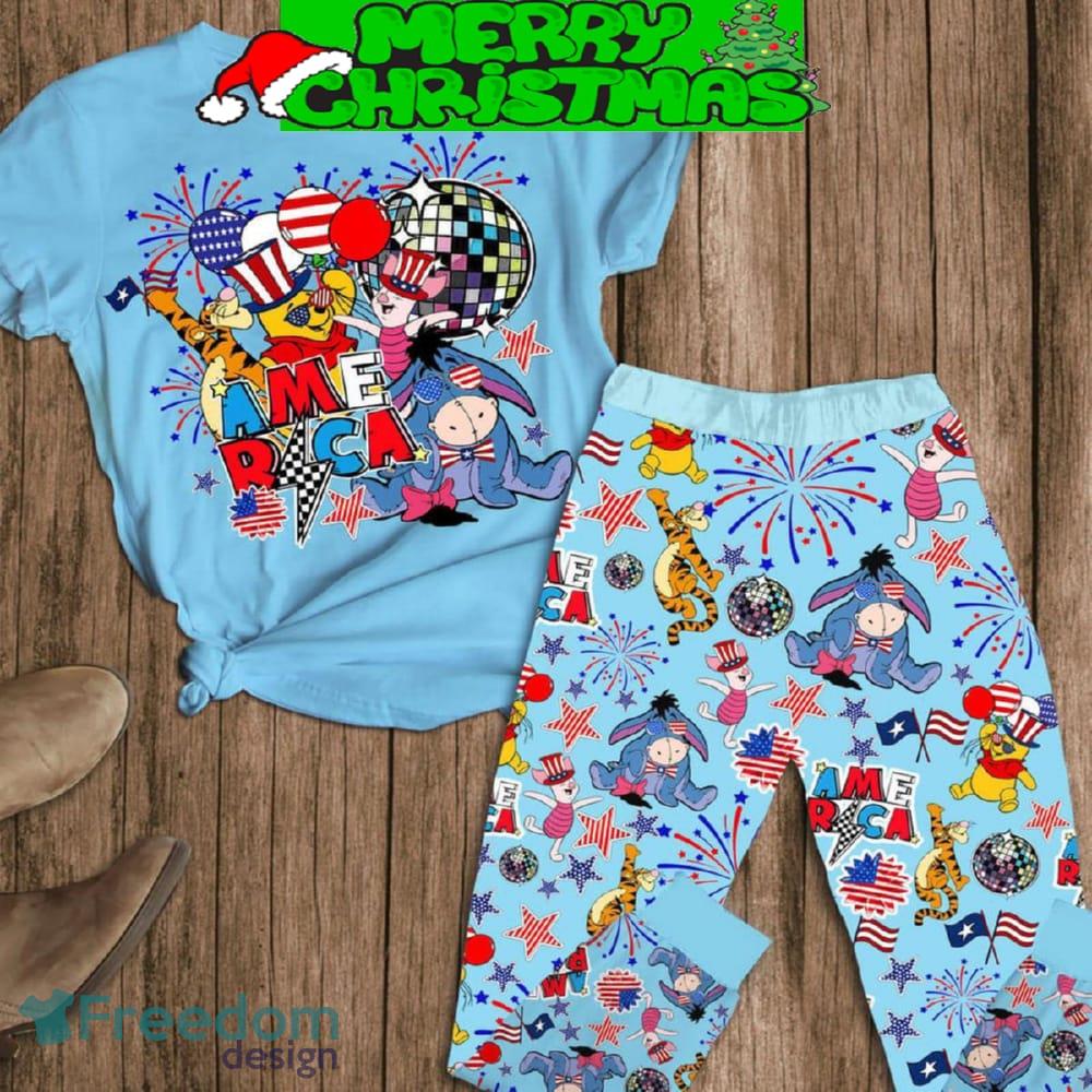 Winne The Pooh America 4th Of July Blue Version Fleece Pajamas Set Gift Family image Winne The Pooh America 4th Of July Blue Version Fleece Pajamas Set Gift Family - Winne The Pooh America 4th Of July Blue Version Fleece Pajamas Set-1