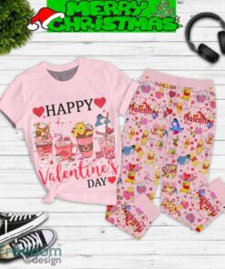 Winnie The Pooh Happy Valentine’s Day Fleece Pajamas Set All Over Print Christmas Gift