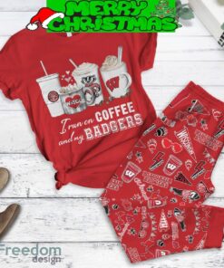 Wisconsin Badgers Run On Coffee Fleece Pajamas Set Gift Family