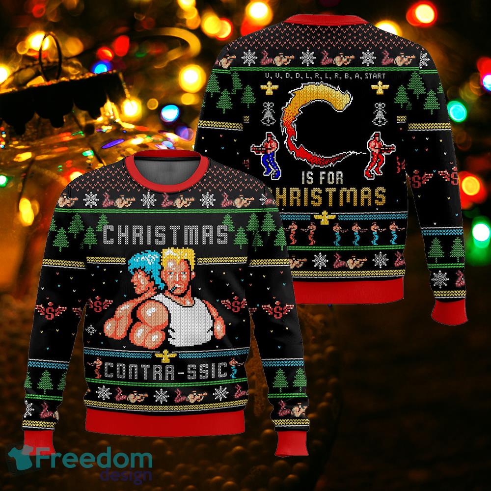 80s Arcade Game Contra Ugly Sweater Knitted Xmas Sweater AOP Gift Holidays image 80s Arcade Game Contra Ugly Sweater Knitted Xmas Sweater AOP Gift Holidays - 80s Arcade Game Contra Ugly Sweater Knitted Xmas Sweater AOP Gift Holidays