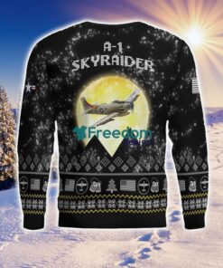 A-1 Skyraider A1 Aircraft Moonlight Black Ugly Christmas Sweater Veteran Sweater Product Photo 2