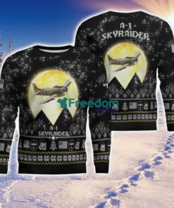 A-1 Skyraider A1 Aircraft Moonlight Black Ugly Christmas Sweater Veteran Sweater