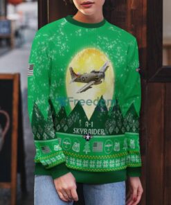 A 1 Skyraider A1 Aircraft Moonlight Green Color 3D Ugly Christmas Sweater image A-1 Skyraider A1 Aircraft Moonlight Green Color 3D Ugly Christmas Sweater Product Photo 4