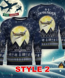 A-1 Skyraider A1 Aircraft Moonlight Multi Color Ugly Christmas Sweater Gift For Men And Women - A-1 Skyraider A1 Aircraft Moonlight Ugly Christmas Sweater_11