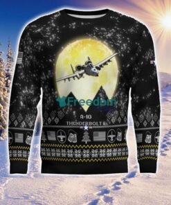 A 10 Thunderbolt II A10 Aircraft Moonlight Black Ugly Christmas Sweater Veteran Sweater image A-10 Thunderbolt II A10 Aircraft Moonlight Black Ugly Christmas Sweater Veteran Sweater Product Photo 3