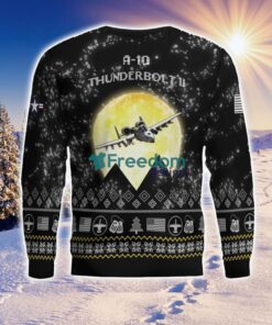 A 10 Thunderbolt II A10 Aircraft Moonlight Black Ugly Christmas Sweater Veteran Sweater image A-10 Thunderbolt II A10 Aircraft Moonlight Black Ugly Christmas Sweater Veteran Sweater Product Photo 4