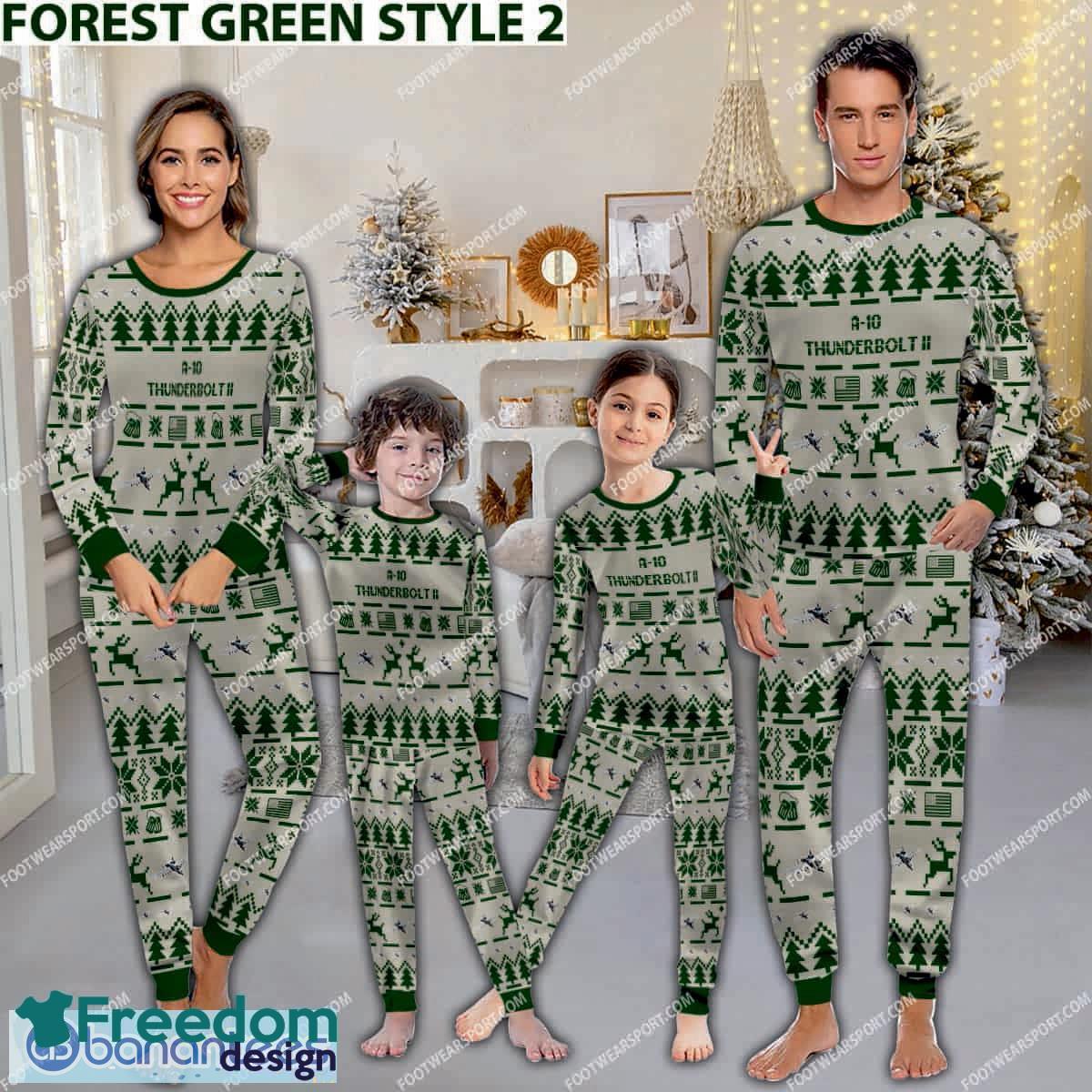 A 10 Thunderbolt II A10 Ugly Christmas Aircraft Pajamas Set Family Army Gift image A-10 Thunderbolt II A10 Ugly Christmas Aircraft Pajamas Set Family Army Gift - A-10 Thunderbolt II A10 Aircraft Pajamas Set Family Photo Green