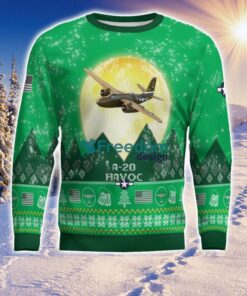 A-20 Havoc A20 Aircraft Moonlight Green Color 3D Ugly Christmas Sweater Product Photo 2