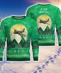 A-20 Havoc A20 Aircraft Moonlight Green Color 3D Ugly Christmas Sweater A-20 Havoc A20 Aircraft Moonlight Green Color 3D Ugly Christmas Sweater