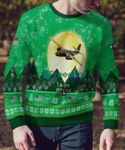 A 20 Havoc A20 Aircraft Moonlight Green Color 3D Ugly Christmas Sweater image A-20 Havoc A20 Aircraft Moonlight Green Color 3D Ugly Christmas Sweater Product Photo 4