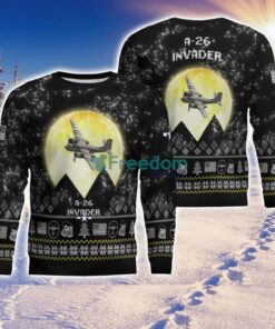 A-26 Invader A26 Aircraft Moonlight Black Ugly Christmas Sweater Veteran Sweater Product Photo 2