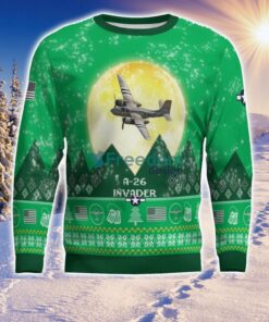 A-26 Invader A26 Aircraft Moonlight Green Color 3D Ugly Christmas Sweater Product Photo 2